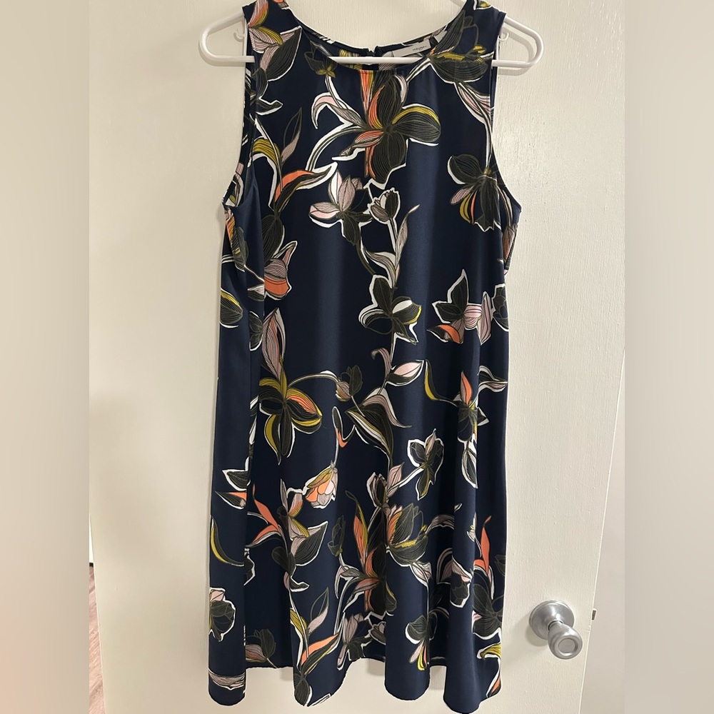 Halogen Blue Sheath Dress Crew Neck Sleeveless
